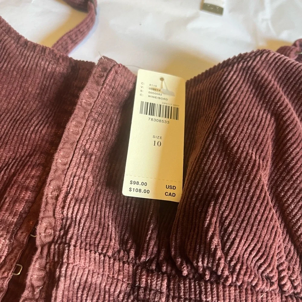 NWT Anthropologie size 10 Corset top in corduroy